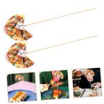 2st Blumenstab Japanische Accessoires Cupcake-Kuchen-Picks DIY-Fan-Pick Japanisches Dekor Dekorative Blumenpflücker Künstliche Blumenstiele Japanische Cupcake-Topper Plastik Gold