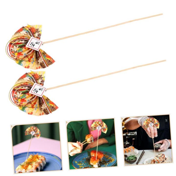 2st Blumenstab Japanische Accessoires Cupcake-Kuchen-Picks DIY-Fan-Pick Japanisches Dekor Dekorative Blumenpflücker Künstliche Blumenstiele Japanische Cupcake-Topper Plastik Gold