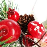 6 x decoratieve takken, decoratieve bloementakken om op te hangen, decoratieve takken als knutselbenodigdheden, verfraait geschenken en potpourris (6 stuks, rood geruit)