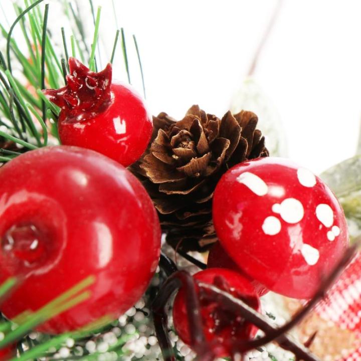 6 x decoratieve takken, decoratieve bloementakken om op te hangen, decoratieve takken als knutselbenodigdheden, verfraait geschenken en potpourris (6 stuks, rood geruit)