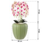 Kunstorchidee, cascade, bloemenboeket, crèmerosa in pot, groen, 90 cm hoog, rubberen bloemen, 5 scheuten, decoratie voor thuiskantoor