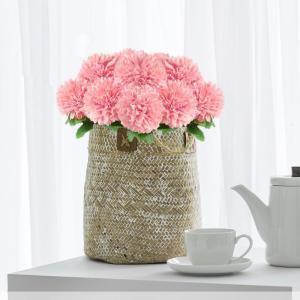 Hortensiabloemen, 12 stuks, , chrysant , herfst, zijden bloemen, kunstmatige hortensia, voor bruiloftsdecoratie, woondecoratie, tuinfeestdecoratie, 28 cm (roze)
