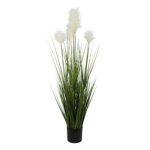 Kunstgras, kunstgras, decoratieve plant, kamerplant, groene plant, kunstmatige plant, decoratie, in zwarte pot, zeer realistisch, groen (120 cm - artikelen. MN-KP-2227)