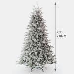 Gevlokte kerstboom met verlichting en gemengde punten van PE en pvc, opvouwbare metalen standaard, hoogwaardige kunstkerstboom met scharnier voor thuis, kantoor, winkel,