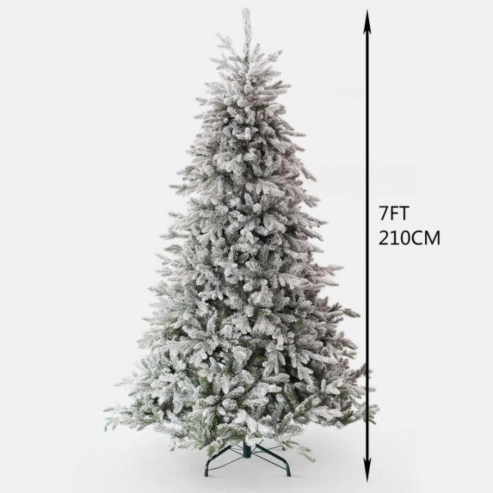 Gevlokte kerstboom met verlichting en gemengde punten van PE en pvc, opvouwbare metalen standaard, hoogwaardige kunstkerstboom met scharnier voor thuis, kantoor, winkel,