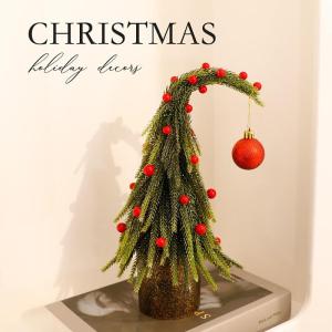5,9 Zoll Mini-Weihnachtsbäume, künstlicher Weihnachtsbaum mit Schiefer Spitze und roter Kugel, fantastischer künstlicher Weihnachtsbaum, Weihnachtsfeiertags-Party-Dekoration(9.8