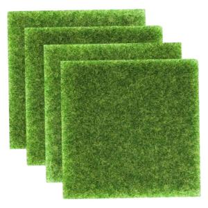 4 Stück Künstliche Grasmatte Kleine Gefälschte Grasmatten Für DIY Dekoration Kunstrasen Teppich Perfekt Für Gärten Puppenhäuser Und Bastelprojekte