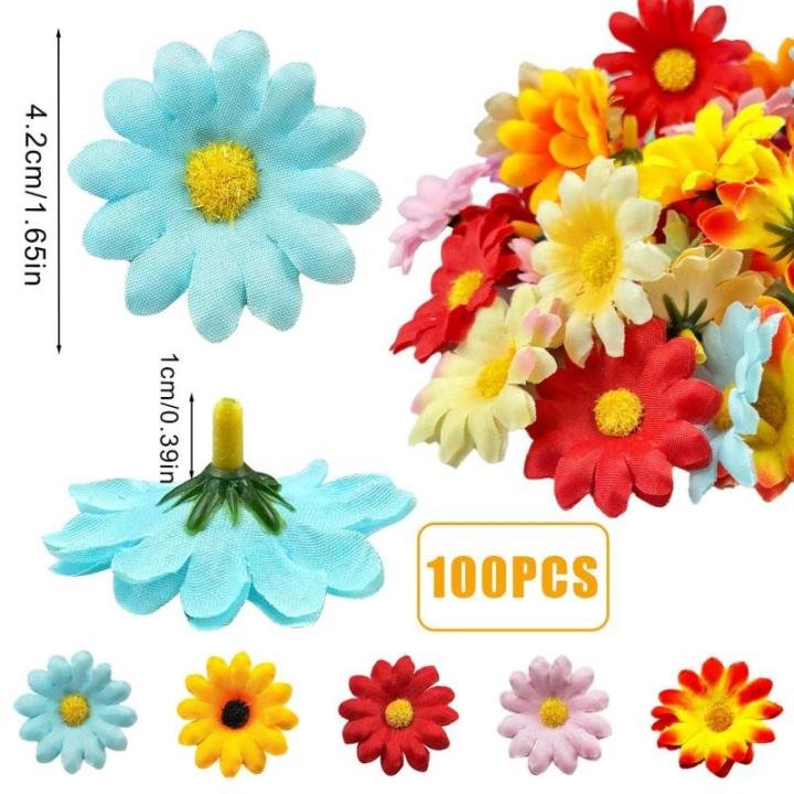 100 stuks , madeliefjes om te knutselen, kleur stoffen bloemen, herbruikbare om te knutselen, decoratieve bloemen, geschikt voor doe-het-zelvers, bruiloft, festival, party,