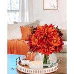 Dalia Kunstbloemen als echt in ovale glazen vaas met kunstwater, decoratieve bloemen, chrysant bloemstuk voor thuis, woonkamer, badkamer, herfst, decoratie