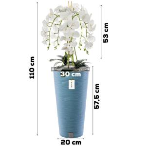 Künstliche Orchidee Kaskaden Blumenstrauß Weiß im Topf Blau H 110 cm Heimbüro Dekoration, Kunstpflanze Orchidee, Kunstblume, Künstliche Orchidee im Topf
