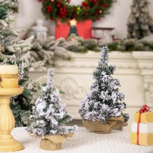 Saisonale Innendekoration, Weihnachtsbaum für den Tisch - 2 Stück künstliche Weihnachtsbäume, saisonale Dekoration,Tischdekoration mit Holzsockel, Weihnachtsbäume, robust für