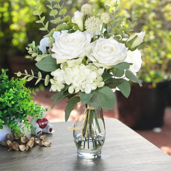 Kunstbloemen, rozen, witte roos, kunstbloemen, zijden bloemen, boeket, boeket voor huis, keuken, tafel, centerpieces, bruiloft, arrangenment, indoor, outdoor decoratie
