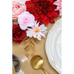 Künstliche Blumen Combo Rote Blumen Mix Seidenblumen Dahlie Rosen mit Stielen für DIY Hochzeit Brautsträuße Babyparty Blumenarrangement Tischaufsätze Heimdekorationen