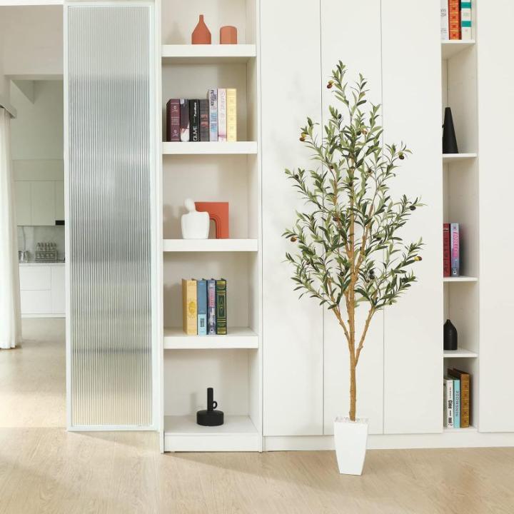 Olijfboom, , 180 cm, grote kunstboom, groen, kunstplant met vruchten in pot, voor binnen en buiten, thuis, slaapkamer, kantoor, tuindecoratie (1 stuks)