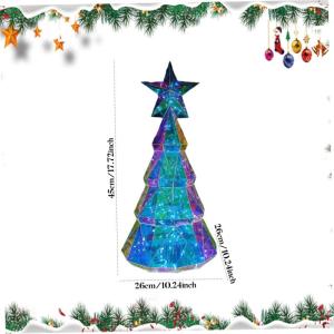 Weihnachtsbaum -Nachtlicht, 10 x 10 x 18 prismatischer Weihnachtsbaum, schillernder Weihnachtsbaum mit Stern, Weihnachtsschmuck für Garten, Rasen, Party, Wohnkultur