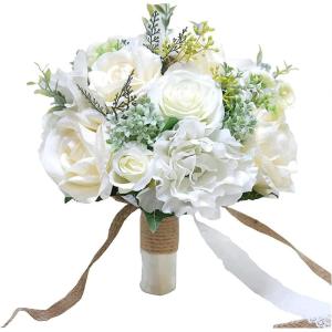 Hochzeitsstrauß for die Braut mit künstlichen Blumen, DIY-Sträuße, romantischer Hochzeitsstrauß, Brautsträuße, künstliche Blumen(White)
