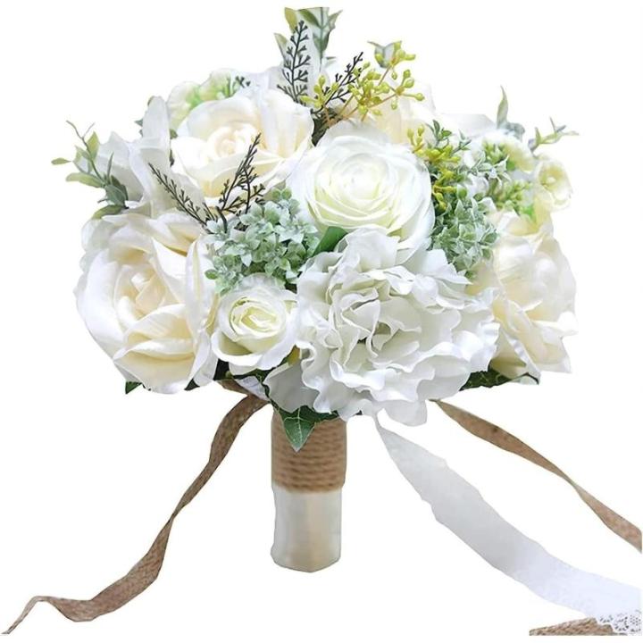 Hochzeitsstrauß for die Braut mit künstlichen Blumen, DIY-Sträuße, romantischer Hochzeitsstrauß, Brautsträuße, künstliche Blumen(White)