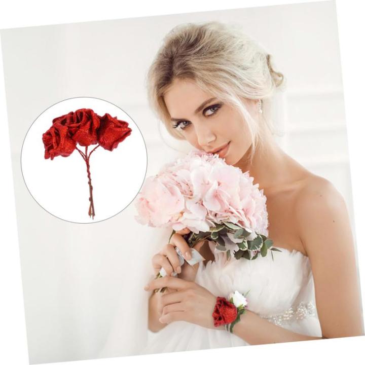 50 Stück Rosenkopf Realistisches Blumenstraußdekor Künstliche Rosenköpfe Simulationsblumenstrauß Künstlicher Blumenstrauß Staubblatt Künstlicher Rosenstrauß Sport Rot