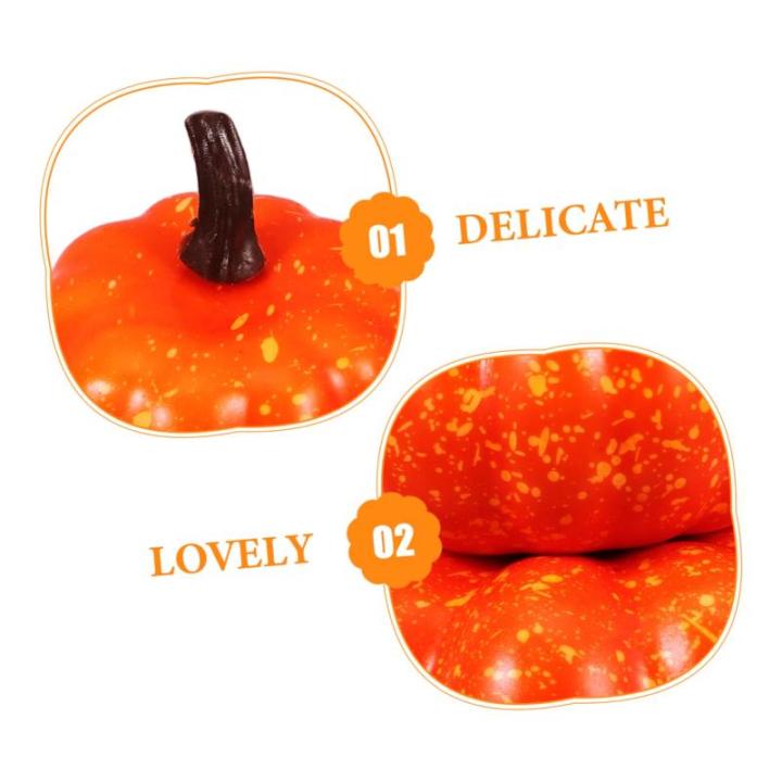 2st Schaumkürbis Realistisches Kürbismodell Schaumstoff-kürbis-Ornament Halloween-kürbis-Ornamente Glitzernder Künstlicher Kürbis Kürbisse Knacken Gestapelten Turm Orange
