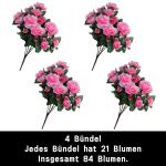 Künstlicher Blumenstrauss Azalee 33 cm Pink Kunstpflanzen Kunstblumen Künstliche Blumen Pflanzen Kunstblumenstrauß für Zuhause Tisch Büro 0516