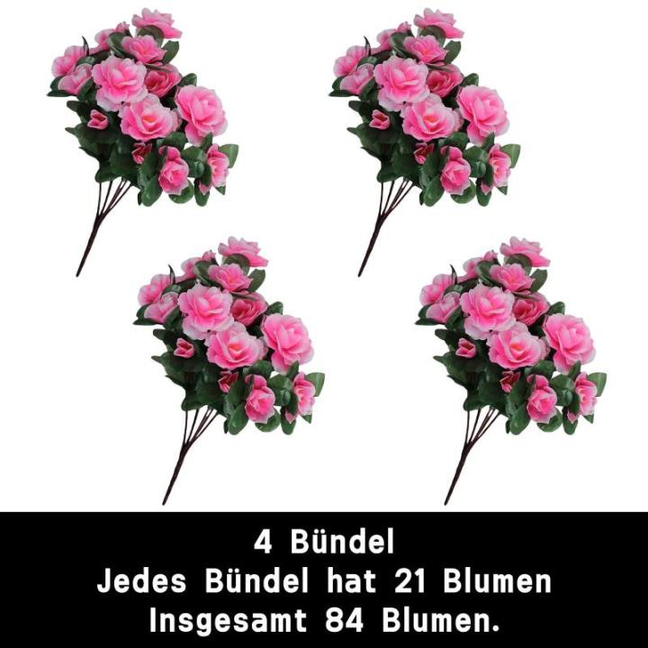 Künstlicher Blumenstrauss Azalee 33 cm Pink Kunstpflanzen Kunstblumen Künstliche Blumen Pflanzen Kunstblumenstrauß für Zuhause Tisch Büro 0516