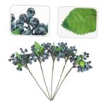 5St künstliche Beeren Beerenstängel Stechpalme Beerenstiele gefälschter Burgunder künstliche Blumen künstliche blüten Heidelbeer-Ornament Blumenarrangement Beeren Plastik Blu
