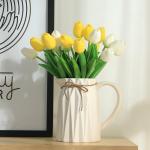10 stuks PU Real Touch Latex Kunstmatige tulpen neptulpen bloemen boeketten bloemenarrangement voor huis kamer bruiloftsboeket middenstuk, geel