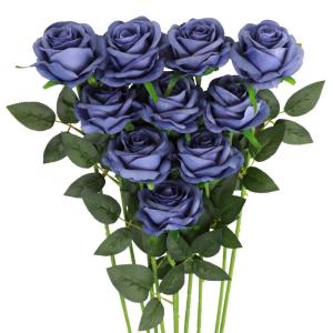 12 stuks , rozen, fluwelen bloemen, valse lange steel, kunstrozen, bloemenboeket voor bruiloftsdecoraties, rood