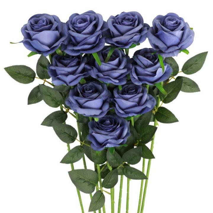 12 stuks , rozen, fluwelen bloemen, valse lange steel, kunstrozen, bloemenboeket voor bruiloftsdecoraties, rood