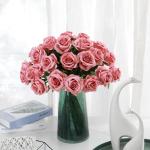 10 stuks kunstmatige zijden rozen bloemen enkele stengel neprozen bloemen voor thuisfeest bruiloft boeket (bonenpasta roze)