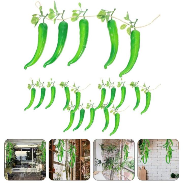 2 Sätze 2 Sets Künstliche Pfeffer Zimmerpflanzen Weihnachtspaprika Künstliche Pflanzen Pfeffer Dekor Bauernhaus Dekor Künstliche Innenpflanzen Chili Pfeffer 4 Saiten * 2