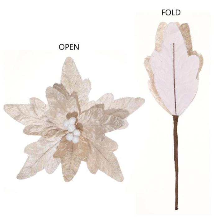 Große Weihnachtsblumen, 30cm, 6 Stück, künstliche Weihnachts Blumen Samt, Weihnachtsbaum Blumen Ornamente, gefaltet, für Weihnachtsdekoration, Neujahr,Hochzeit ﻿ (Champagner)
