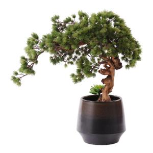 Künstlicher Bonsai-Baum Grüner künstlicher Bonsai, einladende Kiefer mit simulierter Sukkulenten-Simulation, Topfpflanze, dekorativer Bonsai-Schreibtisch-Display, gefälschte Ba
