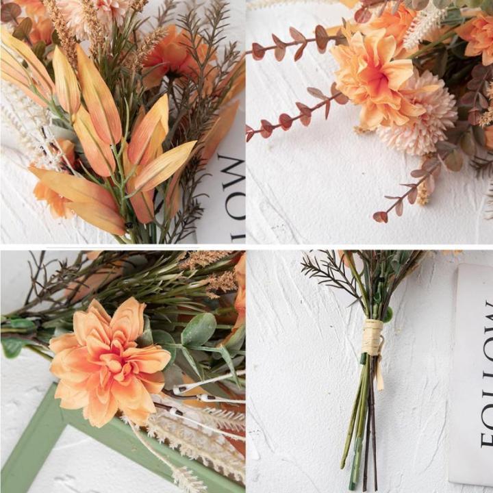 , kunstplanten, kunsthortensia's, zijden bloemen, voor bloemstukken, boeketten, decoratie voor thuis, bruiloft, tuinfeest, oranje