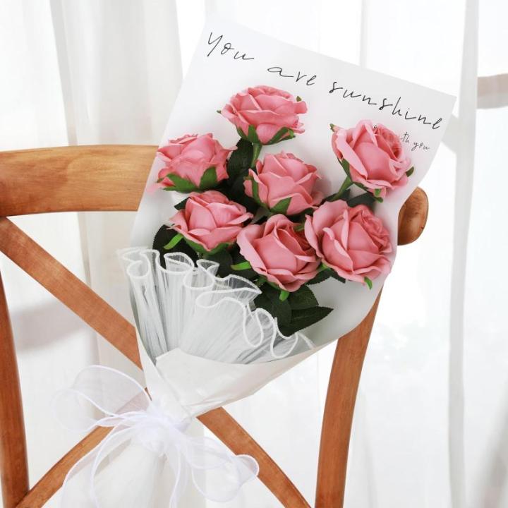 10 stuks kunstmatige zijden rozen bloemen enkele stengel neprozen bloemen voor thuisfeest bruiloft boeket (bonenpasta roze)