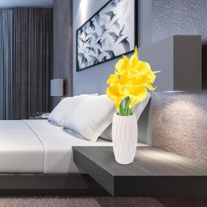 Künstliche Blumen, Künstliche Calla-Lilien-Blume, 10 Stück, fühlt Sich echt an, Seide, Blumen mit langem Stiel, Blumenstrauß, Großdekor(Yellow)