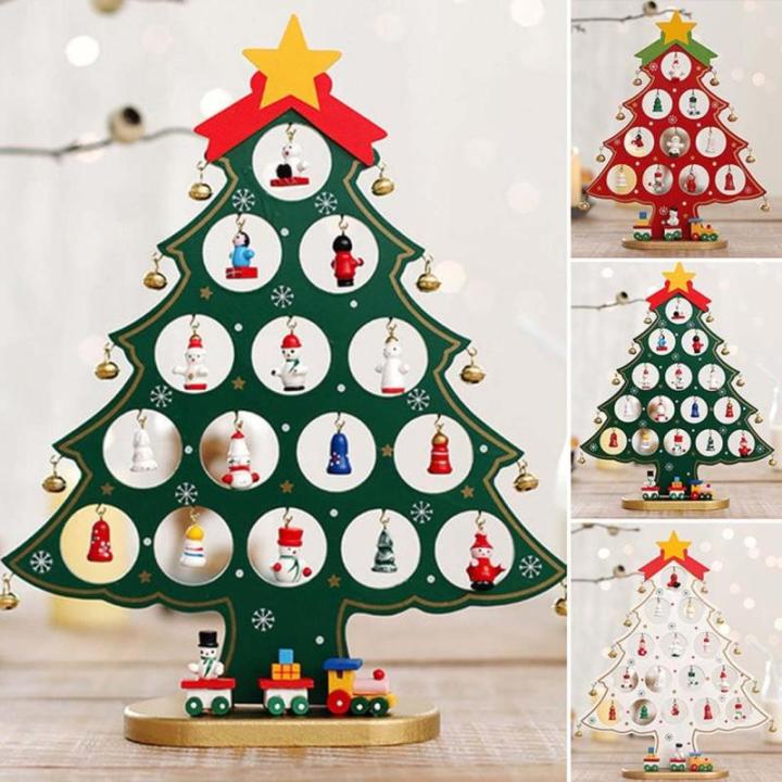 DIY Wooden Mini Christmas Tree Set, Mini Holz Christmas Tree Weihnachtsbaum mit Anhänger, Holz Tannenbaum Klein Weihnachtsbaum, Weihnachtsbaum aus Holz DIY Weihnachtsbaum für Wei