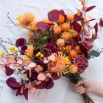 Kunstblumen Künstliche Blumen mit Glasvase, künstliche Pflanzen für den Innenbereich, künstliche Blumenarrangements, Seidenblumen für den Hausgarten, Terrassendekoration für 