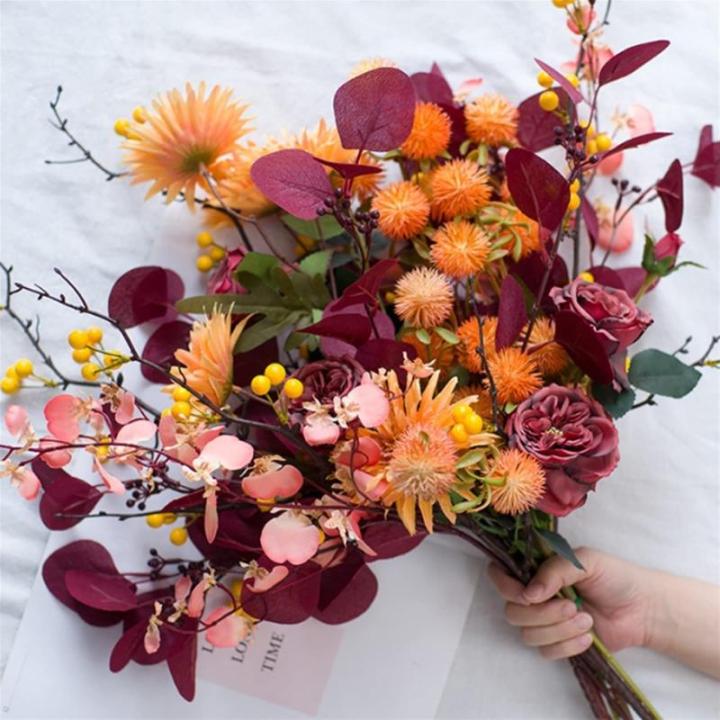 Kunstblumen Künstliche Blumen mit Glasvase, künstliche Pflanzen für den Innenbereich, künstliche Blumenarrangements, Seidenblumen für den Hausgarten, Terrassendekoration für 