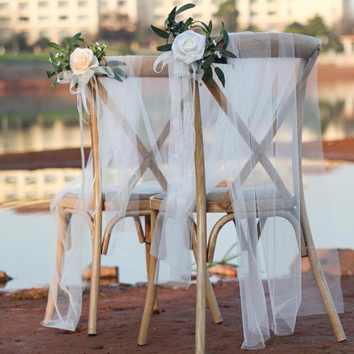 Künstliche Stuhllehne, Blumenarrangement, mehrfarbig, für den Außenbereich, Hochzeit, Stuhl, Dekoration, Hochzeitsdekoration