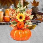 Halloween-Kürbisse, Ahornblätter, Ornament, Herbsternte, Dekor, neuartiges dekoratives Handwerk, Esstisch-Mittelstück für Geschäft und Büro, Style E