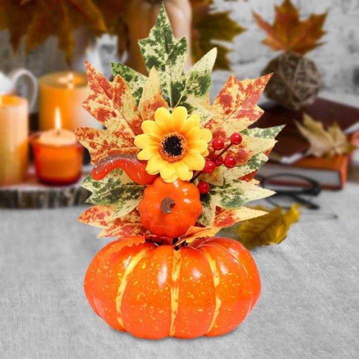 Halloween-Kürbisse, Ahornblätter, Ornament, Herbsternte, Dekor, neuartiges dekoratives Handwerk, Esstisch-Mittelstück für Geschäft und Büro, Style E