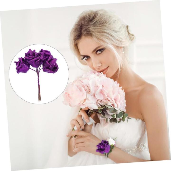50 Stück Rosenkopf Artificial sztuczne kwiaty Simulationsblume Blumen künstlich künstliche Blumen heimische Blumen schmücken Blumendekoration für zu Hause Sport Violett