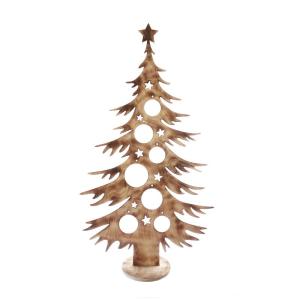 Decoratieve boom kerstdecoratie kerstboom kerstballen rustiek vintage gevlamd hout 103,5 x 58 cm Pohmer Design