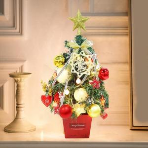Mini Weihnachtsbaum 50CM Kleiner Weihnachtsbaum mit Beleuchtung, Weihnachten Deko Christbaum mit LED Lichterkette und Weihnachtskugel, Künstliche Weihnachtsbäume Geschmückt für