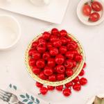 Kunstappels, 100 stuks plastic appels, 3 x 3 cm, levensechte rode mini-appels, doe-het-zelf nep fruit voor thuis, tafel, feest, kerstboomdecoratie, rood, plastic appels