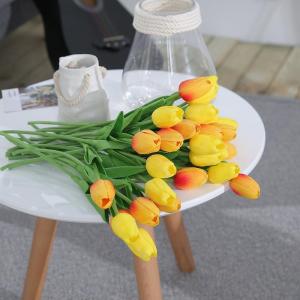 20 stuks PU Real Touch Latex Kunstmatige tulpen neptulpen bloemen boeketten bloemenarrangement voor huis kamer bruiloftsboeket middenstuk, oranje