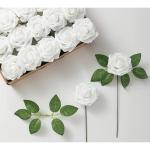 25 stks Echt uitziende Nep Rose Hoofd, Faux Bloemen Realfor DIY Bruiloft Boeketten Centerpieces Arrangementen Party Home Decorations, Wit