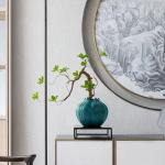Künstlicher Bonsai-Baum Künstliche Bonsai-Baumpflanzen mit Vintage-blauen Töpfen, Simulationsblume, künstliche Topfpflanze, elegante Innen-, Büro- und Wohnzimmer-Desktop-Dekor