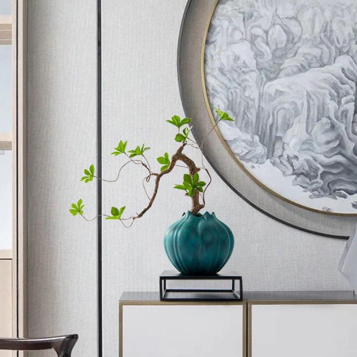 Künstlicher Bonsai-Baum Künstliche Bonsai-Baumpflanzen mit Vintage-blauen Töpfen, Simulationsblume, künstliche Topfpflanze, elegante Innen-, Büro- und Wohnzimmer-Desktop-Dekor